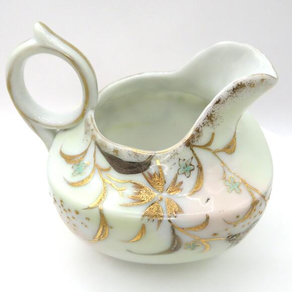 Vintage Nippon Style Moriage Creamer & Sugar Bowl Set Hand Painted Gold Floral - Picture 7 of 16
